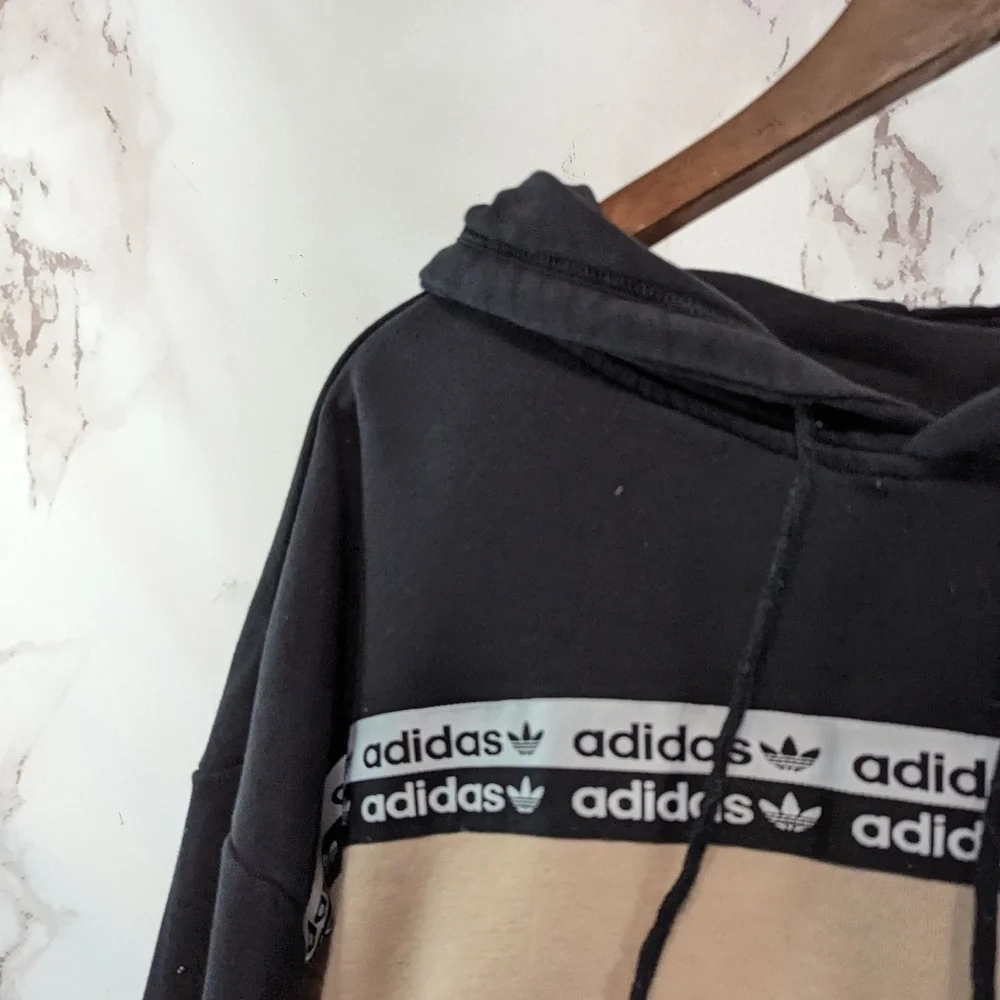 Adidas Hoodie Women Medium Black Vocal Cropped Hoodie Ash Pearl Originals - Picture 2 of 10